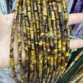 Natural 5*12mm tiger eye stone bamboo tube beads strands for retro DIY jewelry accessories - Approx 32 Beads Per Strand / Tiger Eye
