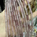 Natural reddish purple stone bamboo joint tube beads 5x12mm for DIY bracelet and necklace - Approx 32 Beads Per Strand / Strawberry Quartz