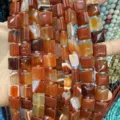 Natural red agate square beads with side grooves for DIY bracelets - 10*10*5mm (Approx 32 Beads Per Strand) / Red Agate