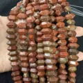 Natural red jasper hexagonal column stone beads for DIY jewelry making - 7x14mm (Approx. 24 Pieces/Strand) / Red Jasper
