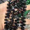 Perles goutte en agate noire facettée pour accessoires de bijoux faits main DIY - 6x9mm (44 Pièces/Fil) / Agate noire