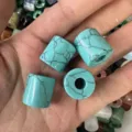 Natural turquoise stone cylindrical loose beads 9x9mm with large hole for DIY jewelry making - Approx. 9*9mm / Green Turquoise