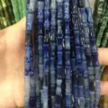 Natural blue olive jade bamboo tube beads 5x12mm for handmade DIY jewelry making - Approx 32 Beads Per Strand / Blue Aventurine