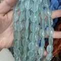 Hellblaue 13x18mm ovale Chalcedon-Steinperlen mit geraden Löchern für DIY-Handwerk - 13*18mm (22 Stück) / Transparentes Blaues Jade