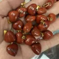 Natürliche rote Jaspis-Steinherzanhänger 16mm mit goldenen Ösen für DIY-Halskettenschmuck - 16x9mm / Roter Jaspis