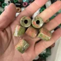16x16mm Natural Unakite cylindrical beads with large hole for DIY jewelry making - Approx. 9*9mm / Unakite