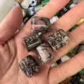 9x9mm natural stone large hole cylindrical beads in pink and black Rhodonite style - Approx. 9*9mm / Black Veined Rhodonite
