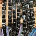 Square black agate stone beads for DIY bracelet crafting - 10*10*5mm (Approx 32 Beads Per Strand) / Black Agate