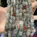 Natural square moss agate stone beads with side grooves for DIY bracelet jewelry making - 10*10*5mm (Approx 32 Beads Per Strand) / African Blood Stone