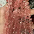 Perles en quartz fraise rose à facettes pour la création de bijoux DIY faits main - 6x9mm (44 Pièces/Fil) / Rouge pastèque