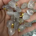16mm weiße herzförmige Natursteinanhänger für DIY-Halsketten und Schmuckherstellung - 16x9mm / Weißes Katzenauge