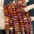Natural red carnelian agate hexagonal prism column beads for DIY jewelry making. - 7x14mm (Approx. 24 Pieces/Strand) / Red Agate