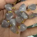 Exquisite 16mm graue Naturstein-Herzanhänger mit goldener Öse für DIY-Schmuckherstellung - 16x9mm / Graues Katzenauge
