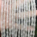 Natural olive jade bamboo tube beads in white translucent finish for DIY jewelry - Approx 32 Beads Per Strand / White Jade