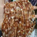 Translucent orange natural agate rectangular column loose beads for DIY jewelry making - 7x14mm (Approx. 24 Beads/Strand) / Rhodonite with Black Lines