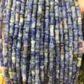Natural 5x12mm blue and white stone bamboo tube beads for DIY handmade jewelry crafts - Approx 32 Beads Per Strand / Blue Spot Stone