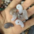 Natural agate quartz stone comma shape beads pendants for DIY jewelry making crafts - 1 Piece (13*23mm) / Grey Agate