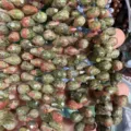 Perles en pierre Unakite naturelle à facettes en forme de goutte pour bijoux DIY - 6x9mm (44 Pièces/Fil) / Unakite