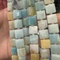 Multi-colored square natural stone beads for DIY jewelry making accessories - 10*10*5mm (Approx 32 Beads Per Strand) / Amazonite