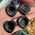 Polierte schwarze Obsidian-Daumensteine in Herzform für Meditation und DIY-Handwerk - Schwarzer Achat (Einzeln)