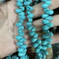 Perles en forme de goutte d'eau bleu ciel facettées avec motifs turquoise pour bijoux DIY - 6x9mm (44 Pièces/Fil) / Turquoise
