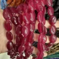 Dunkelrote 13x18mm ovale Chalcedon-Perlen für die DIY-Schmuckherstellung Zubehör - 13*18mm (22 Stück) / Weinrote Jade