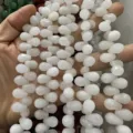 Perles en pierre naturelle blanche à facettes pour la création de bijoux DIY - 6x9mm (44 Pièces/Fil) / Jade Blanc