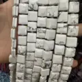 Natural white howlite stone square beads with side grooves for DIY jewelry making - 10*10*5mm (Approx 32 Beads Per Strand) / Natural White Turquoise