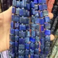 Natural blue lapis lazuli square stone beads with side grooves for DIY jewelry making - 10*10*5mm (Approx 32 Beads Per Strand) / Lapis Lazuli