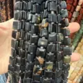 Dark blue square natural agate stone beads loose spacer charm for DIY bracelet making - 10*10*5mm (Approx 32 Beads Per Strand) / Ink Blue Tiger's Eye