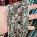 Perles en pierre naturelle jaspe dalmatien cylindre 2x4mm pour création de bijoux - Pierre Tachetée