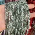 Perles cylindriques en pierre naturelle marbrée verte 2x4mm pour bijoux faits main - Pierre à Points Verts