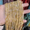 Perles cylindriques en agate jaune naturelle 2x4mm pour bijoux DIY faits main - Topaze Naturelle