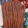 Perles cylindriques en pierre naturelle rouge 2x4 mm pour bijoux DIY - Jaspe Rouge