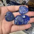 Natural 25mm lapis lazuli heart-shaped stone pendant necklace charm with silver-tone bail - 25*6mm / Lapis Lazuli