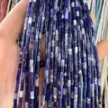 Natural blue lapis lazuli cylindrical stone beads 2x4mm for DIY jewelry making accessories - 2*4mm (Approx. 38cm Strand) / Blue Sodalite