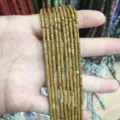 2x4mm natural stone tube beads in yellow jasper finish for DIY jewelry making accessories - Wood Grain Stone (Tube) / 2*4mm (Approx. 38cm Strand)