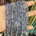Brins de perles cylindriques en sodalite bleue de 2x4 mm pour la création de bijoux - Pierre à Points Bleus