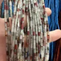 2*4mm natural stone tube beads for DIY jewelry making in multi-color strands - 2*4mm (Approx. 38cm Strand) / African Blood Stone