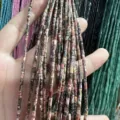 Natural stone cylindrical beads 2x4mm with vintage mixed patterns for DIY jewelry - Patterned Stone (Tube) / 2*4mm (Approx. 38cm Strand)