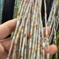 2x4mm light blue and brown tube-shaped natural stone beads for DIY jewelry making - 2*4mm (Approx. 38cm Strand) / Light Imperial Turquoise