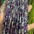 Purple and mint green marbled 2x4mm cylindrical natural stone tube beads for DIY jewelry - Purple Veined Turquoise (Tube) / 2*4mm (Approx. 38cm Strand)