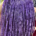 Purple 2x4mm natural amethyst stone cylinder tube beads for DIY handmade jewelry accessories - 2*4mm (Approx. 38cm Strand) / Deep purple