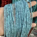 Perles en tube de pierre naturelle cylindrique cyan 2x4mm avec texture marbrée noire pour DIY - Turquoise