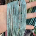 Perles en pierre naturelle cylindriques bleu clair de 2x4mm pour bijoux faits à la main - Amazonite