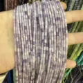 Perles de tube de cylindre en pierre naturelle violette et blanche 2x4mm pour bijoux - Lilas