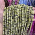 Natural pale green abacus rondelle beads 4x6mm with black speckles for DIY jewelry - 90 Pieces/Pack (4*6mm) / Straw Yellow Turquoise