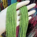 Perles cylindriques en pierre verte pin africain 2x4mm pour accessoires bijoux DIY - Turquoise Verte (Sans Lignes de Motif)