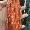2x4mm tube natural stone beads for DIY jewelry in mottled red and orange color - 2*4mm (Approx. 38cm Strand) / Orange Pattern Turquoise