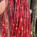 Strands of small 2x4mm cylindrical red stone beads with white mottling for DIY jewelry crafts - Red Veined Turquoise (Tube) / 2*4mm (Approx. 38cm Strand)